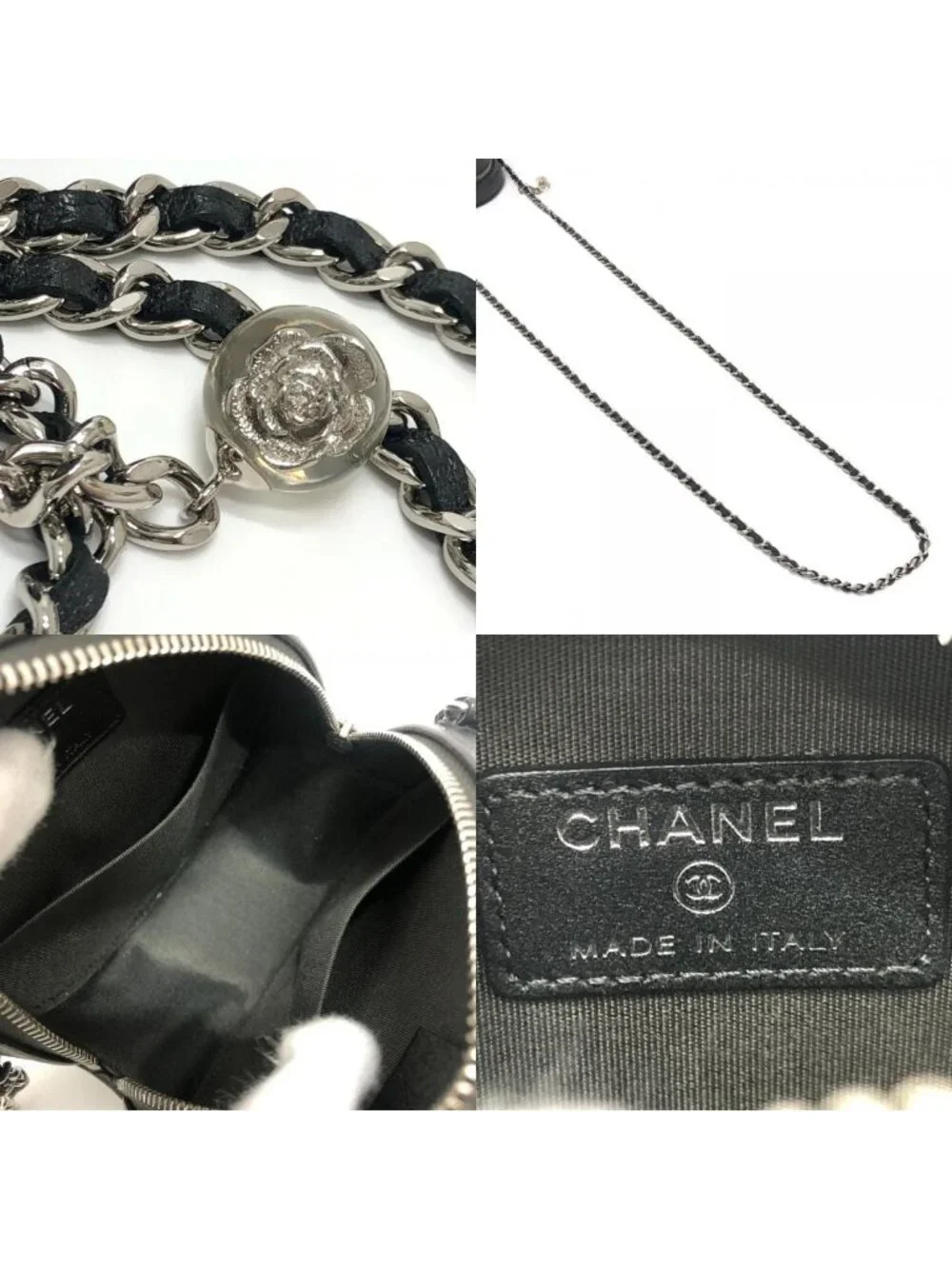 Chanel Shoulder Bag Camellia CC Logo Unknown Leather Gray